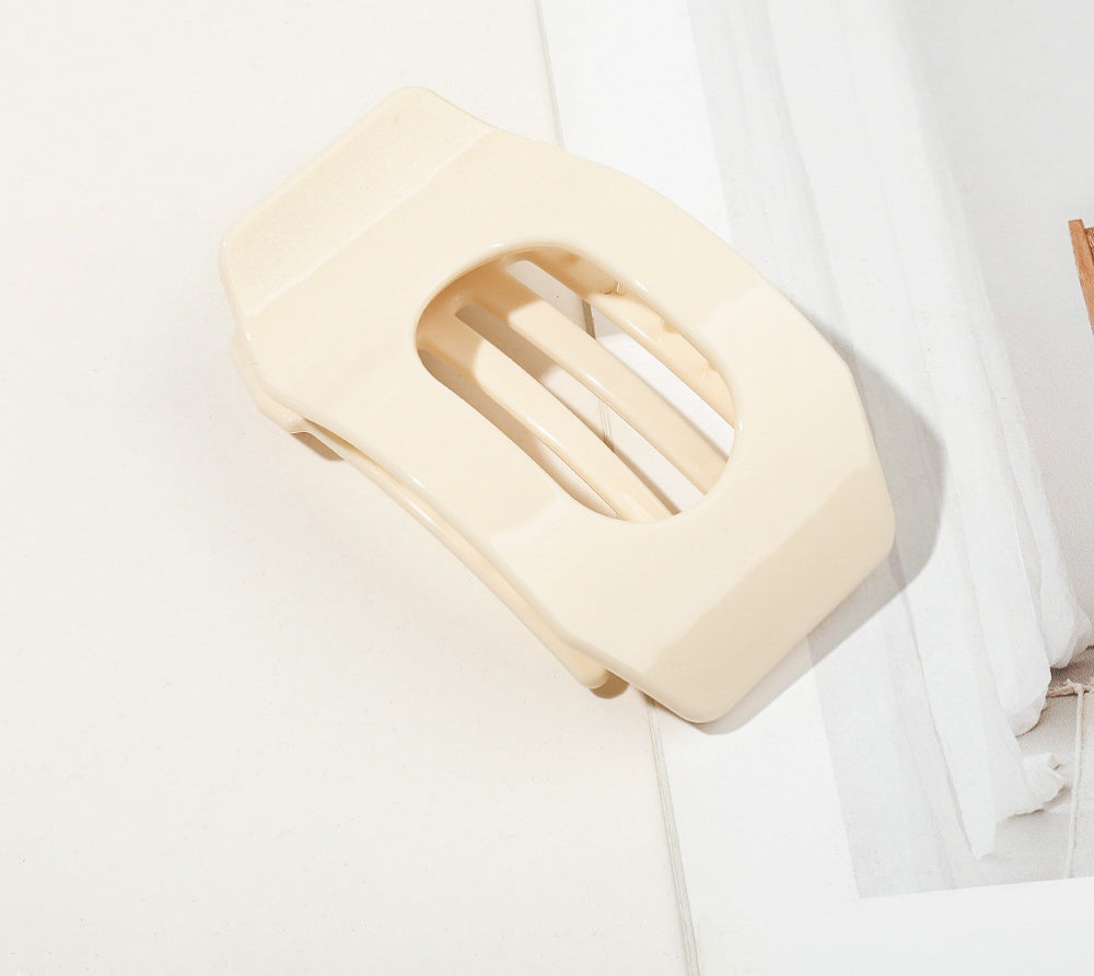 Minimal Rounded Square Cutout Hair Claw Clip - Off_White