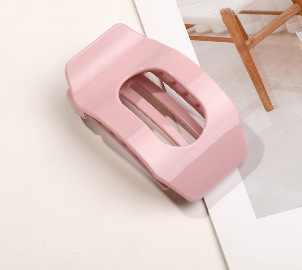 Minimal Rounded Square Cutout Hair Claw Clip - Pink