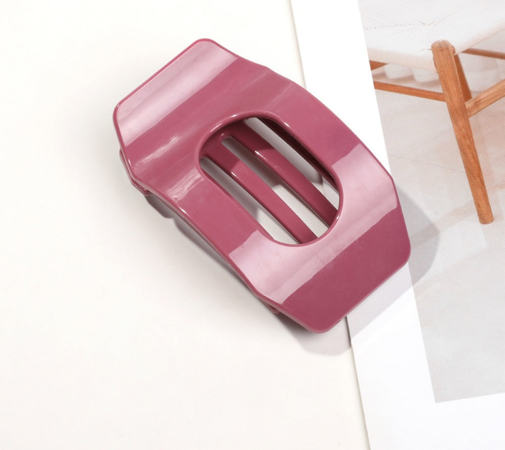 Minimal Rounded Square Cutout Hair Claw Clip - Wine_Red