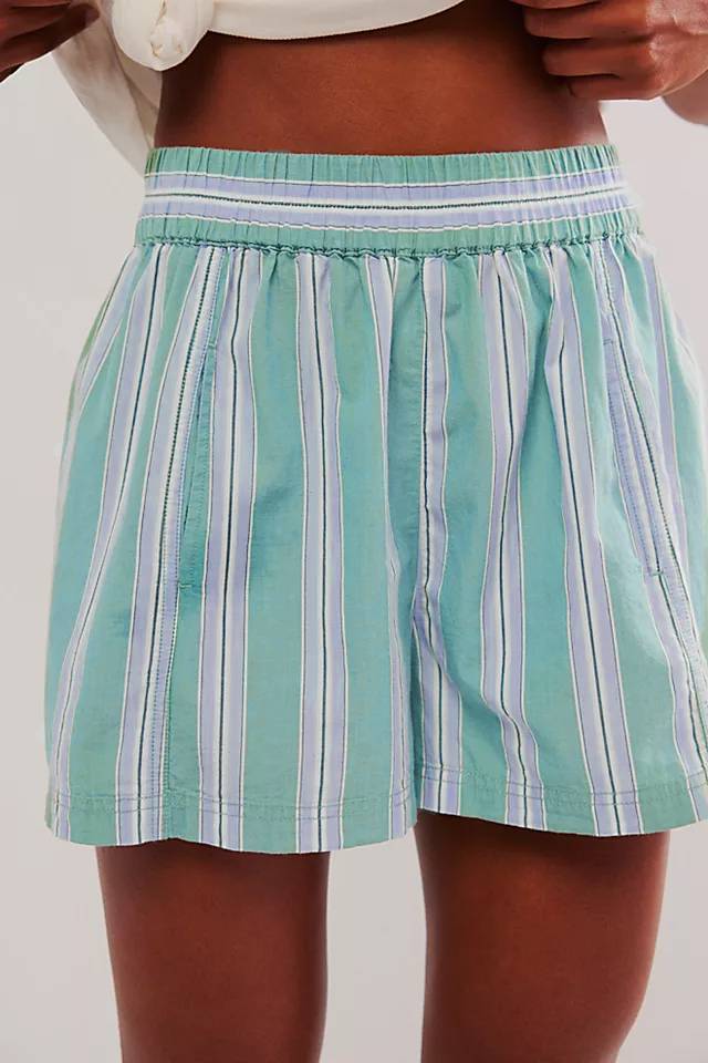 Woven Stripe Pull On Boxer Shorts - Green