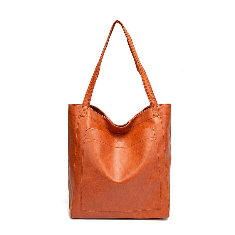 Oversized Vegan Leather Shoulder Tote Bag