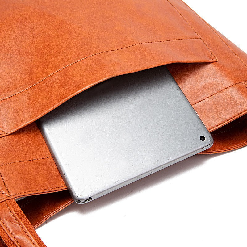 Oversized Vegan Leather Shoulder Tote Bag