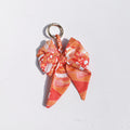 Mixed Print Satin Ribbon Bow Keychain Charm - Orange