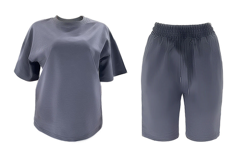 Oversized Tee And Longline Shorts Lounge Set - Blue - 13