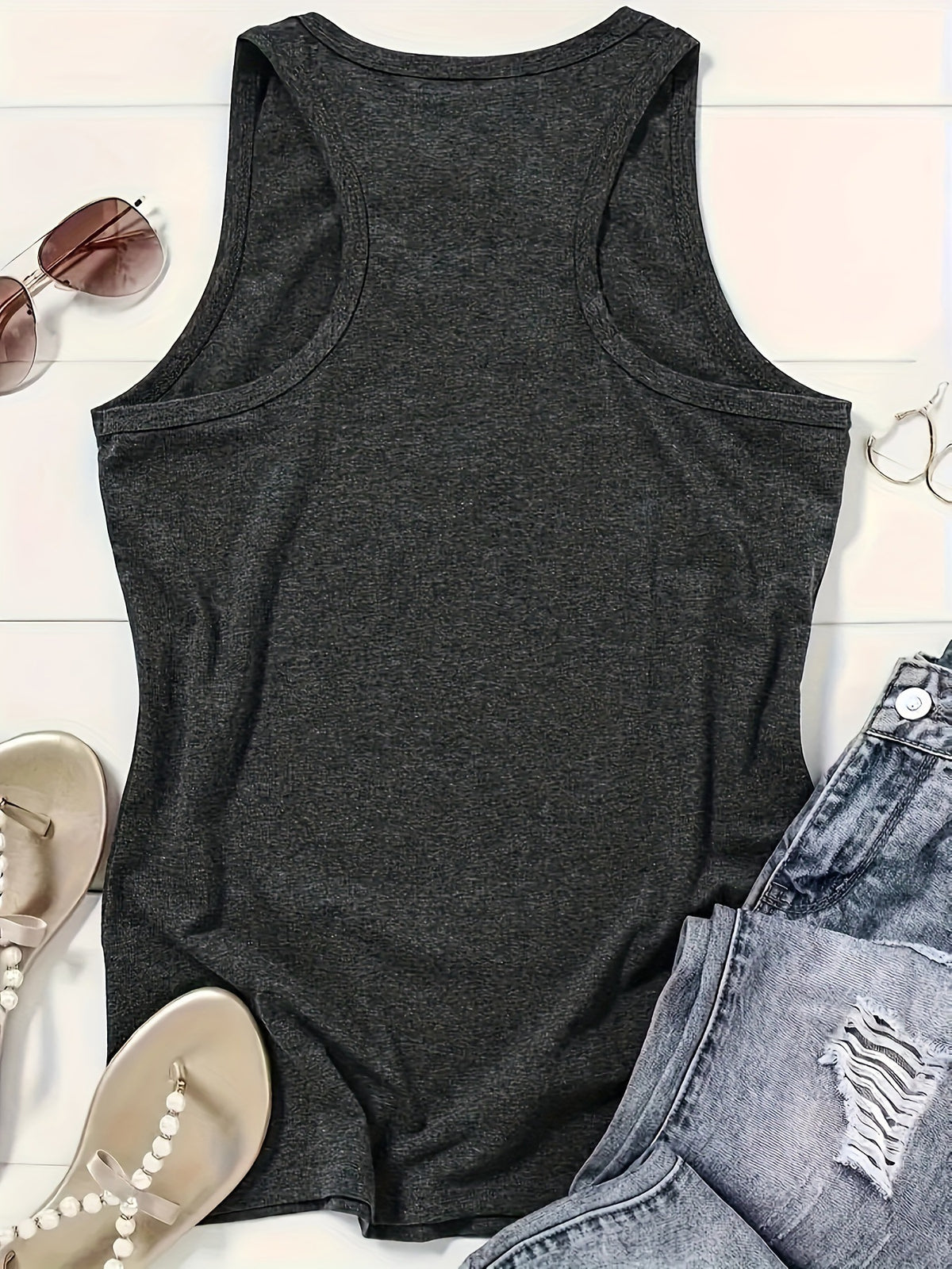 Retro Desert Sunrise Graphic Tank Top - Gray - 1