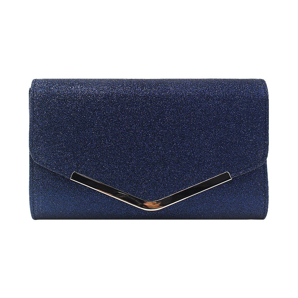 Glitter Envelope Clutch With Chain Strap