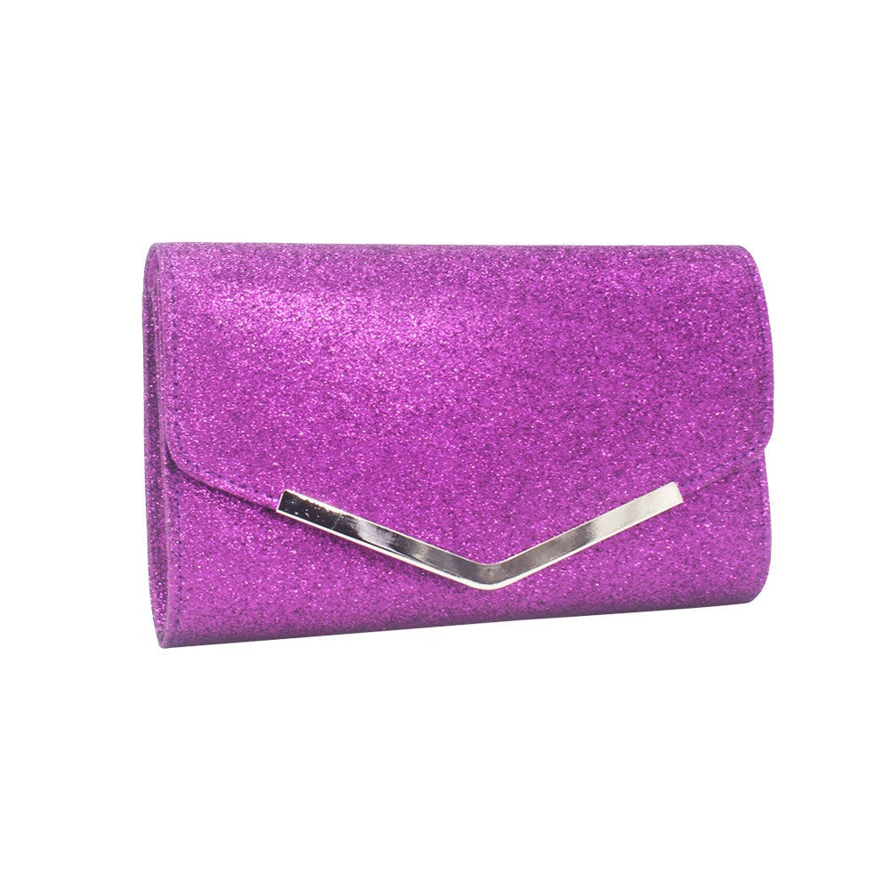 Glitter Envelope Clutch With Chain Strap