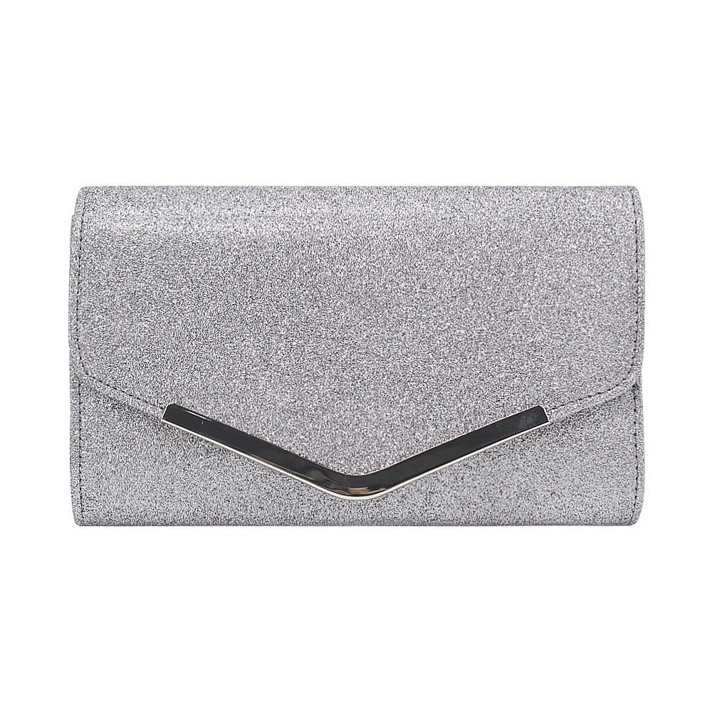 Glitter Envelope Clutch With Chain Strap