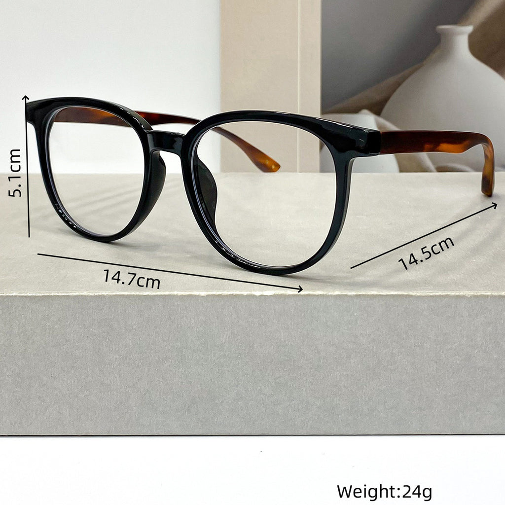 Lightweight Round Eyeglasses With Contrast Arms - Black - 1