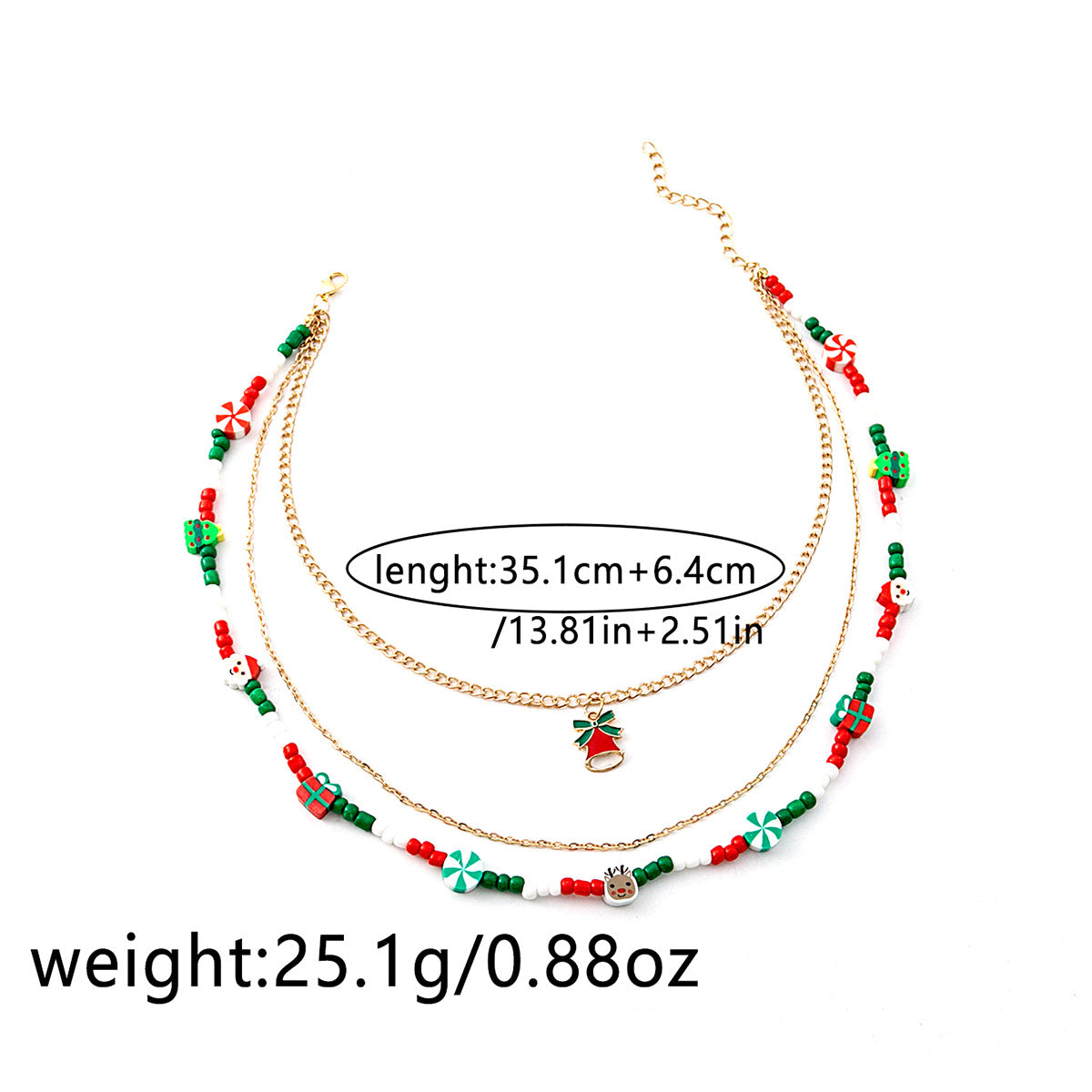 Layered Beaded Choker and Charm Necklace - Bell - 1