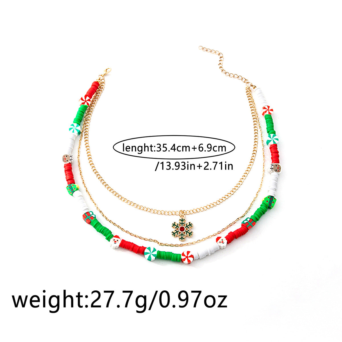 Layered Beaded Choker and Charm Necklace - Snowflakes - 1