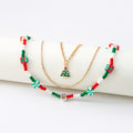 Layered Beaded Choker and Charm Necklace - Tree
