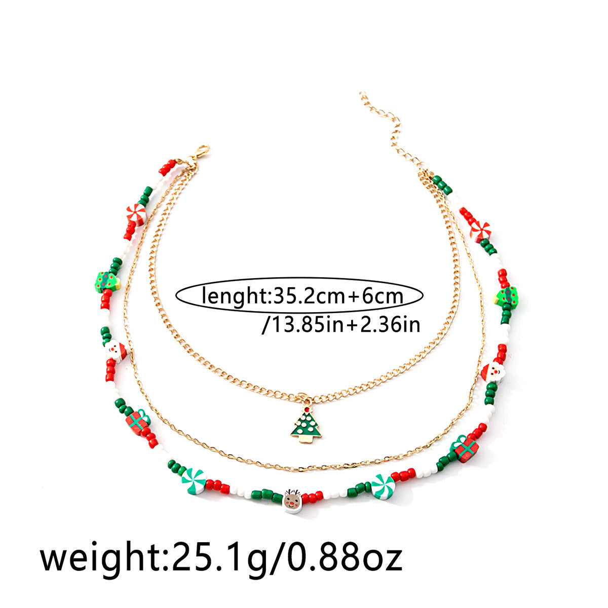 Layered Beaded Choker and Charm Necklace - Tree - 1
