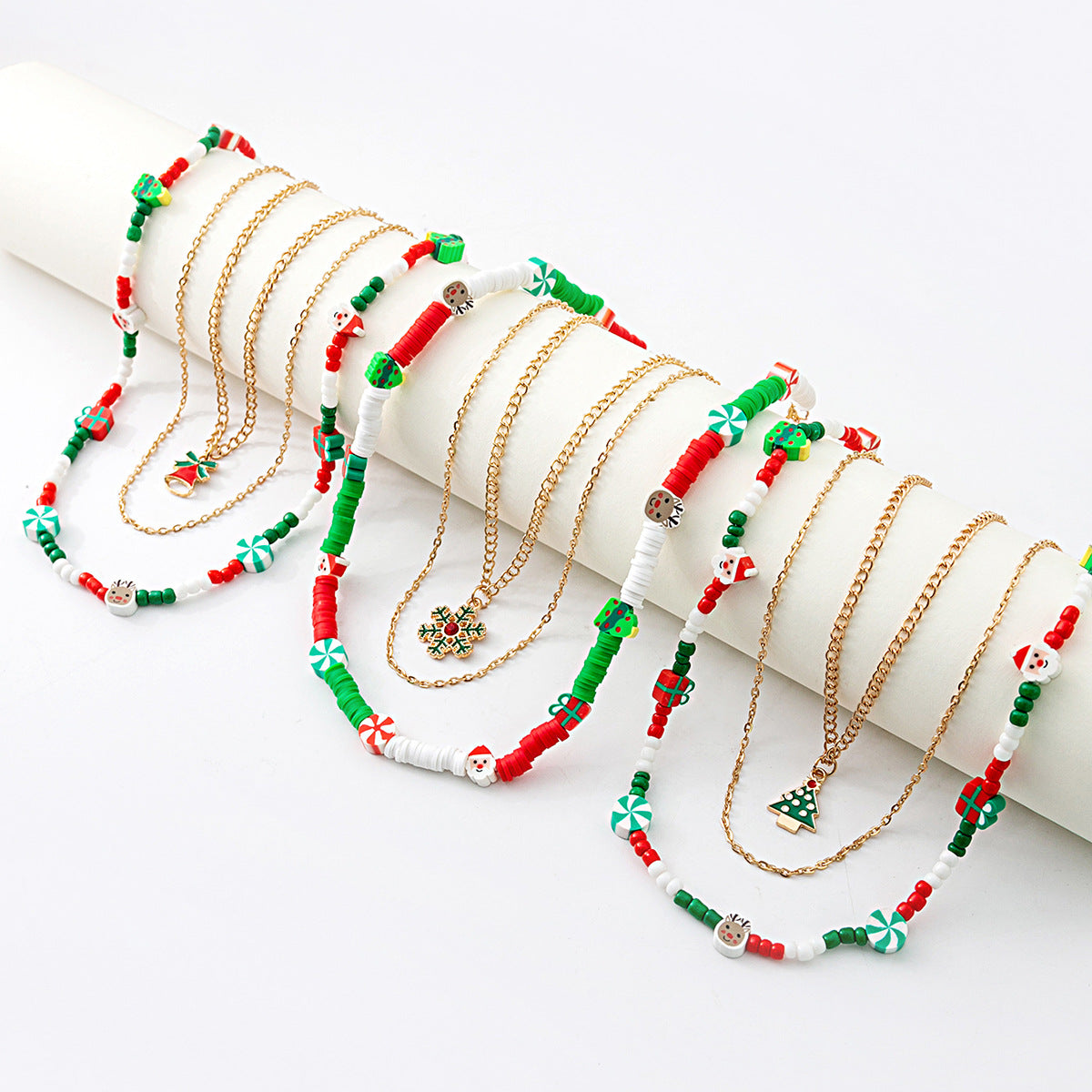 Layered Beaded Choker and Charm Necklace - view 1
