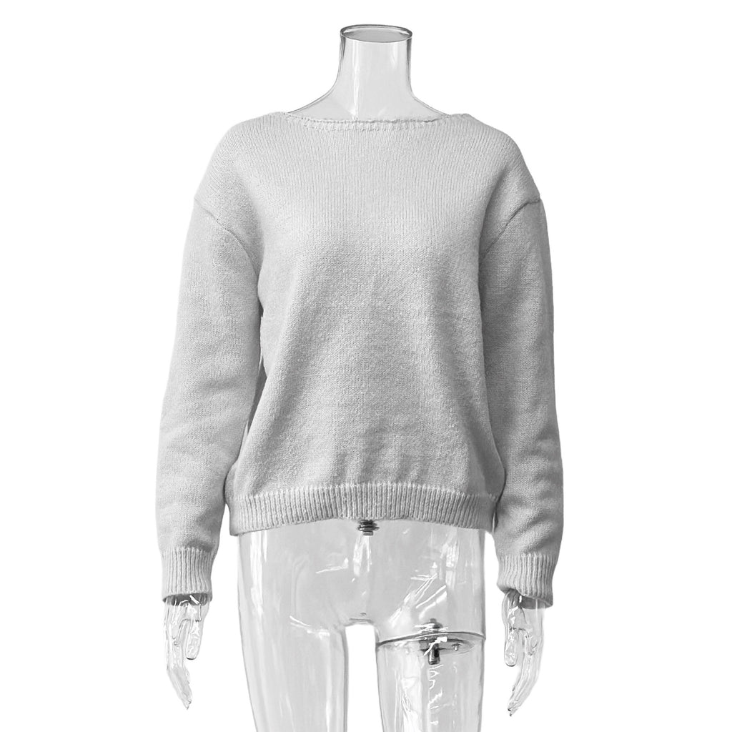 Bow Tie Back Soft Knit Cardigan - Grey - 1