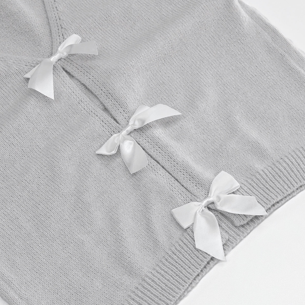 Bow Tie Back Soft Knit Cardigan - Grey - 4