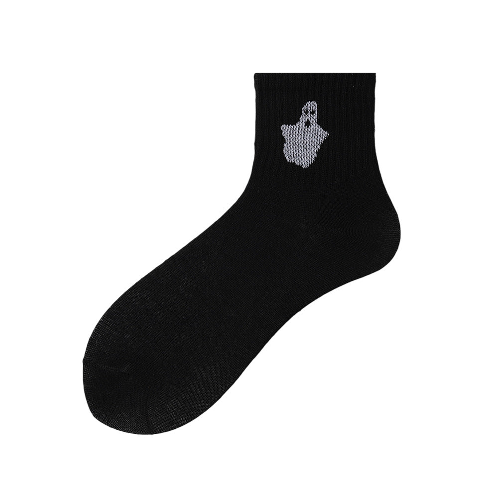 Halloween Novelty Quarter Socks with Spooky Motif - Ghost