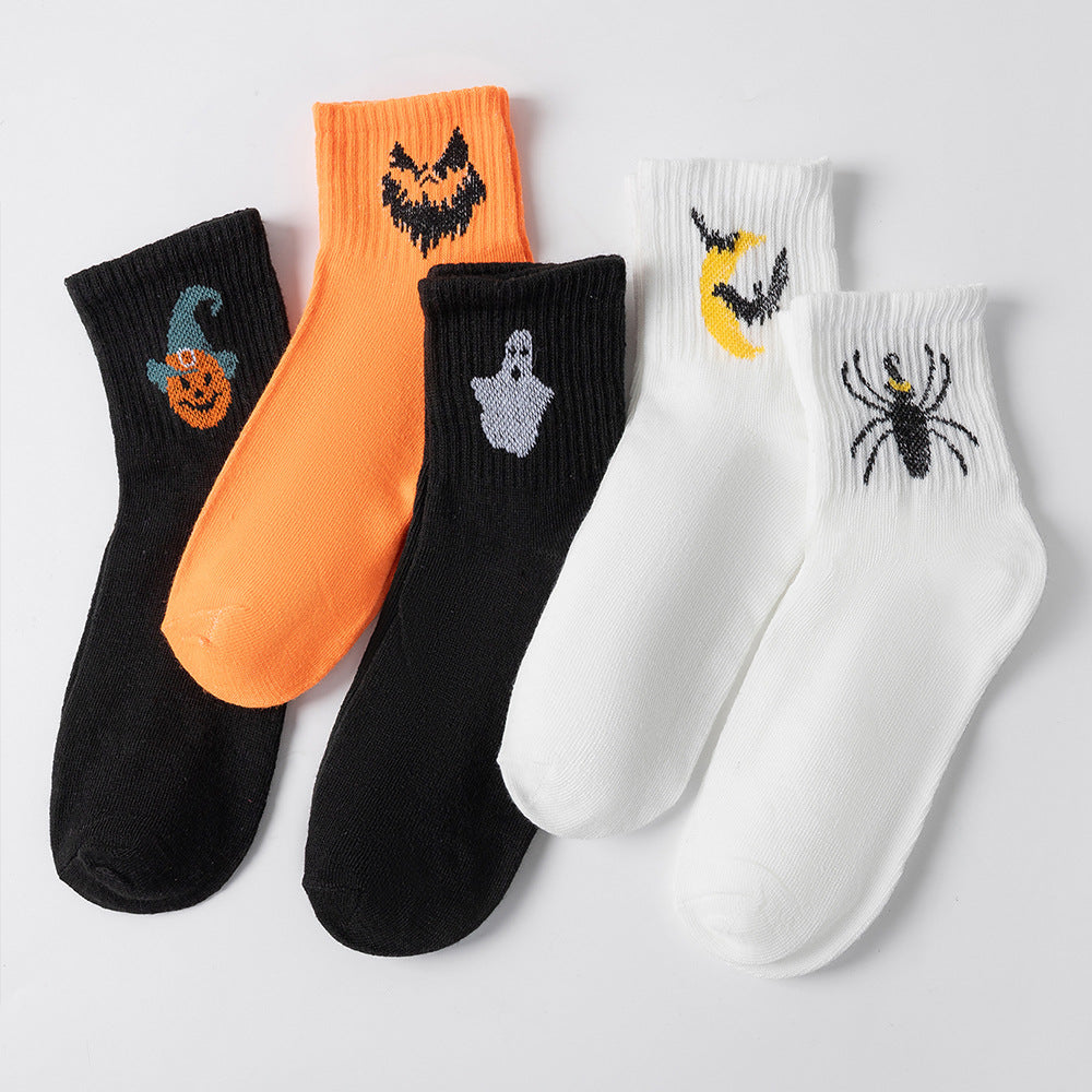 Halloween Novelty Quarter Socks with Spooky Motif - Pumpkin - 1