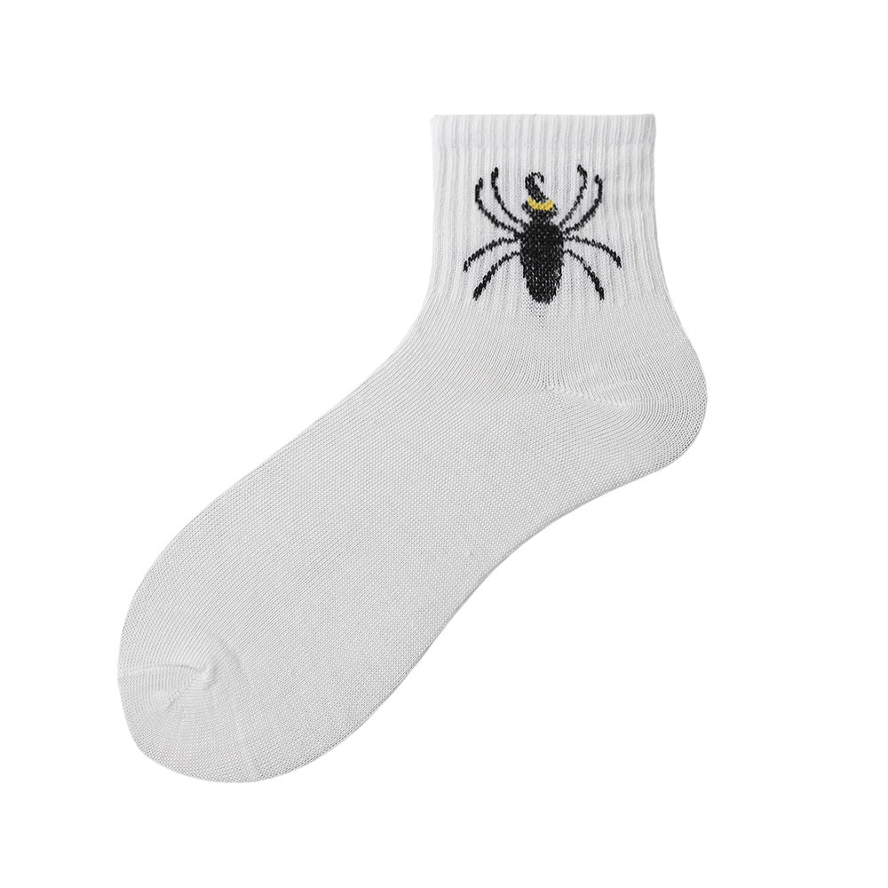 Halloween Novelty Quarter Socks with Spooky Motif - Spider