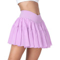 Ruffled Tennis Skort With Side Phone Pockets - Purple
