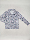 Quarter Zip Camo Print Long Sleeve Top - Grey1