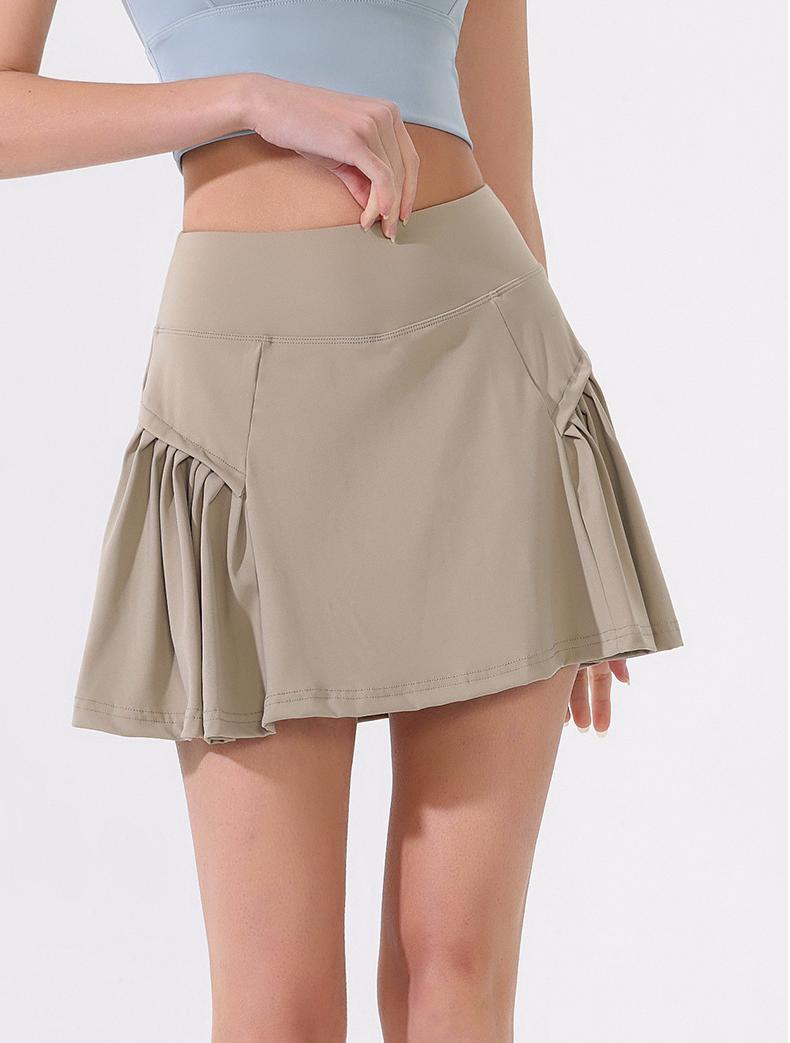 Ruffle Side Pleated Tennis Skort - Khaki