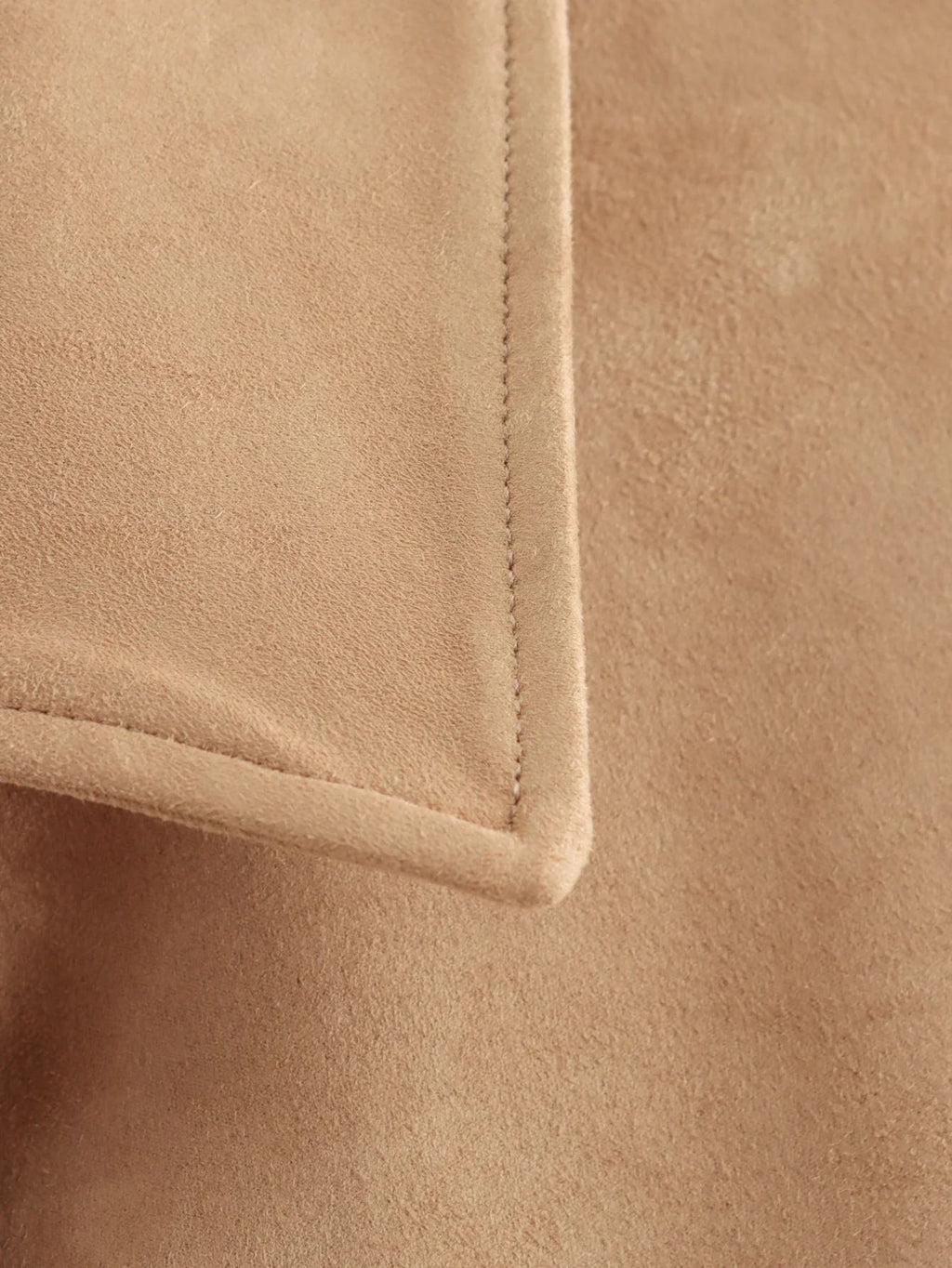 Faux Suede Cropped Button Front Jacket - Khaki - 3