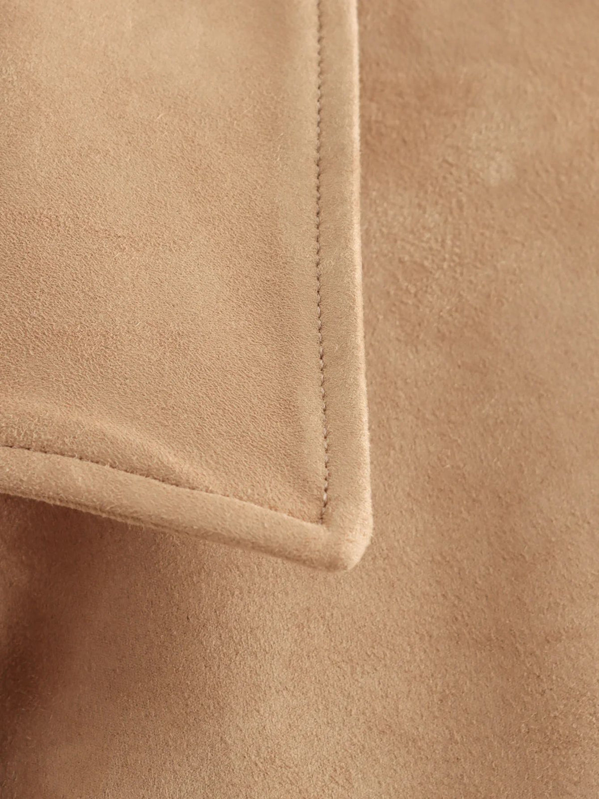 Faux Suede Cropped Button Front Jacket - Khaki - 3