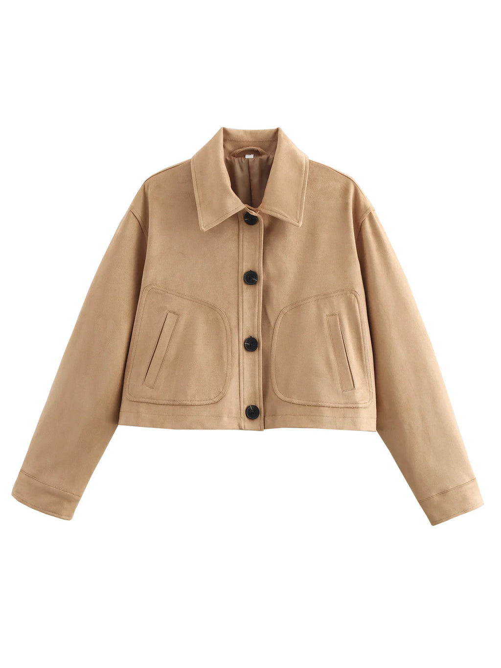 Faux Suede Cropped Button Front Jacket - view 1