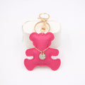 Padded Leather Teddy Bear Bag Charm - Rose