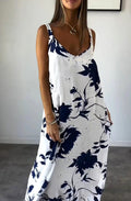Botanical Floral Print Slip Maxi Dress - White