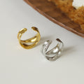 Sculpted Wave Cutout Open Statement Ring - Silvery