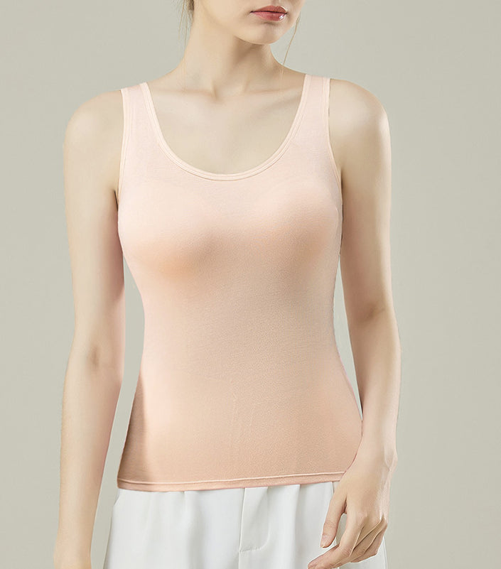 Everyday Tank Top With Built-In Bra Cups - Apricot