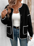 Whipstitch Trim Patch Pocket Jacket - Black