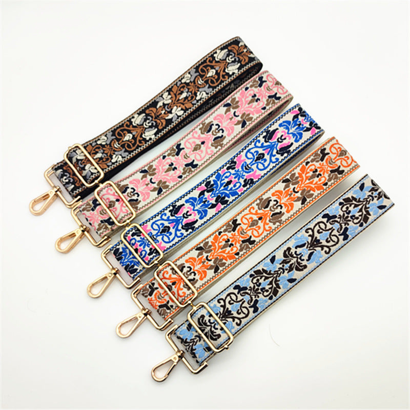 Boho Floral Woven Adjustable Bag Strap - BluePink