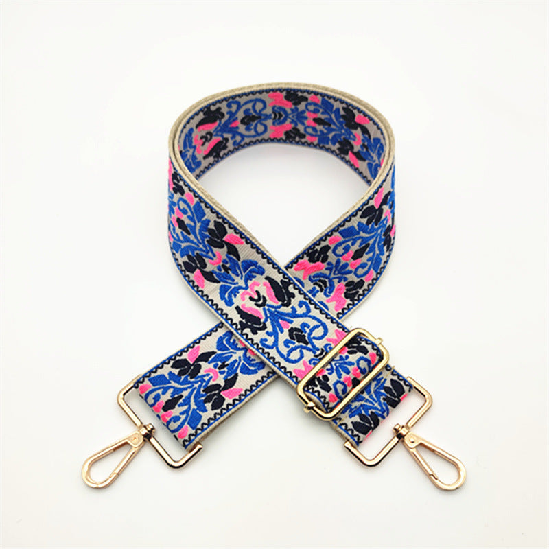 Boho Floral Woven Adjustable Bag Strap - BluePink - 1