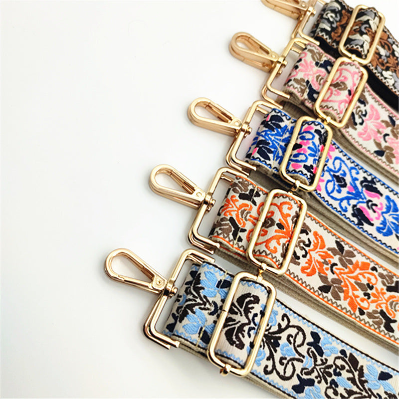 Boho Floral Woven Adjustable Bag Strap - BluePink - 2