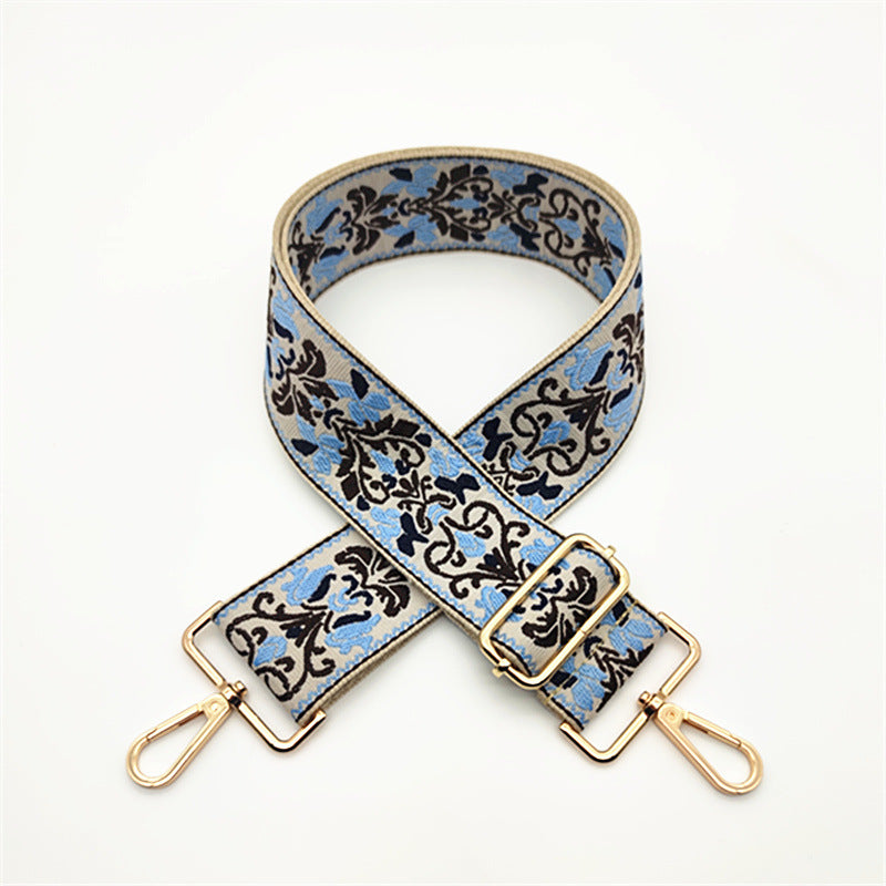 Boho Floral Woven Adjustable Bag Strap - LtBlue