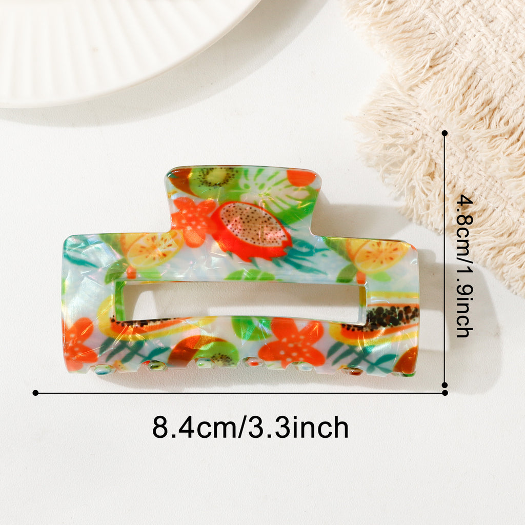 Rectangle Claw Clip With Juicy Fruit Print - DragonFruit
