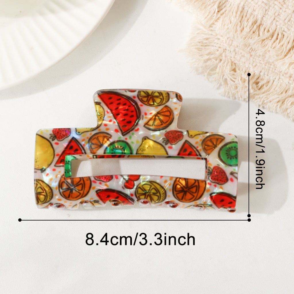 Rectangle Claw Clip With Juicy Fruit Print - Lemon