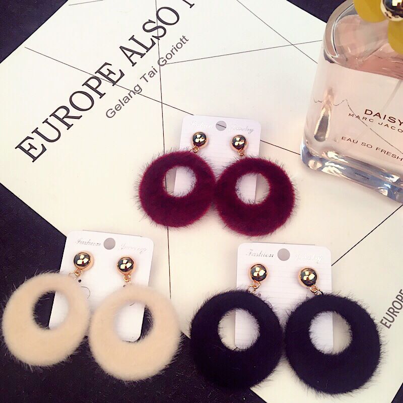 Plush Open Circle Statement Drop Earrings - view 1