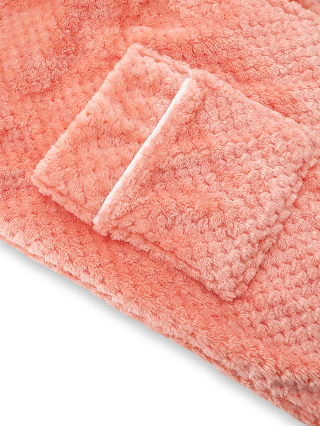 Contrast Shawl Collar Waffle Fleece Robe - Orange - 3