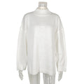Oversized Turtleneck Drop Shoulder Sweater - White