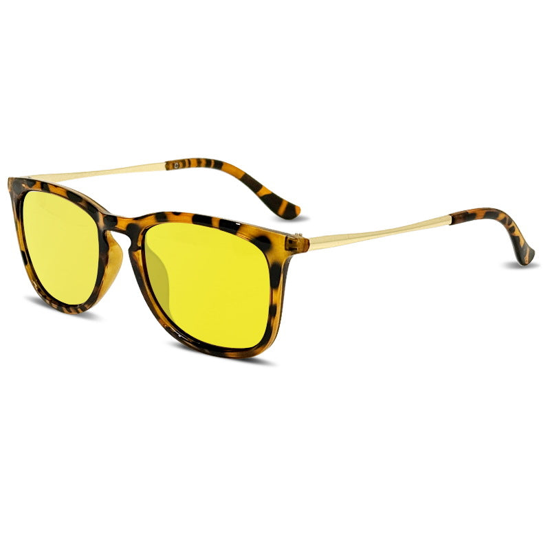 Metal Temple Polarized Square Sunglasses - C7