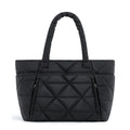 Quilted Puffer Tote Bag with Laptop Sleeve - Black