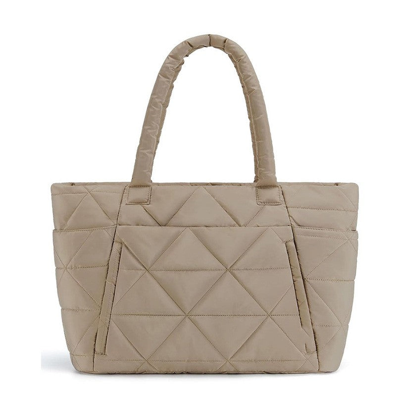 Quilted Puffer Tote Bag with Laptop Sleeve