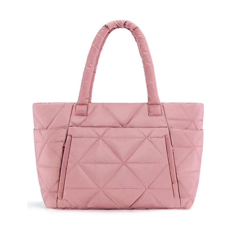 Quilted Puffer Tote Bag with Laptop Sleeve