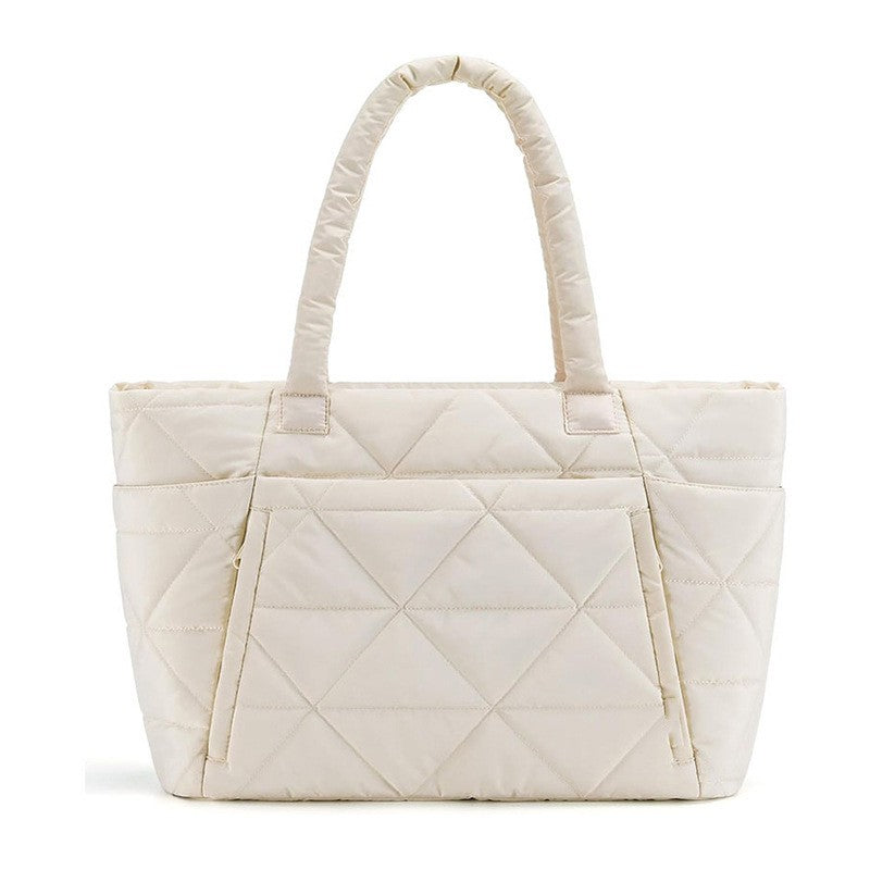 Quilted Puffer Tote Bag with Laptop Sleeve