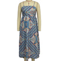 Medallion Print Strappy Midi Slip Dress - Blue