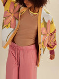 Blooming Floral Intarsia Oversized Knit Cardigan - Floral